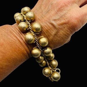 Vintage Mid Century Golden Bead Woven Bracelet
